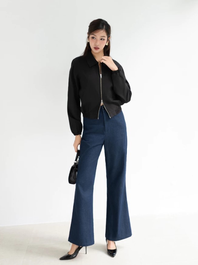 Alternative view of Quần jeans nữ dài ống suông loe lưng cao Sower công sở tôn dáng phong cách Hàn Quốc – Q03