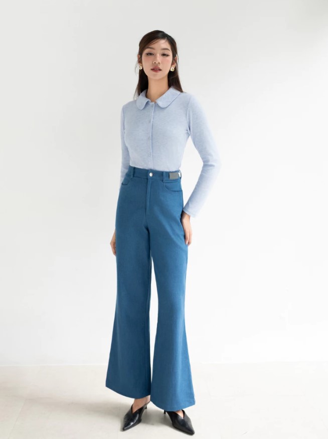 Quần jeans nữ dài ống suông loe lưng cao Sower công sở tôn dáng phong cách Hàn Quốc – Q03